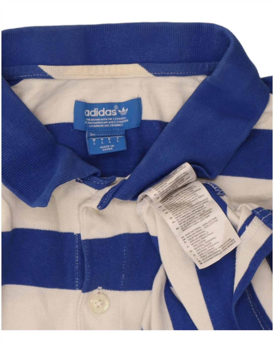 Adidas Herren-Poloshirt, groß, blau gestreift, Baumwolle