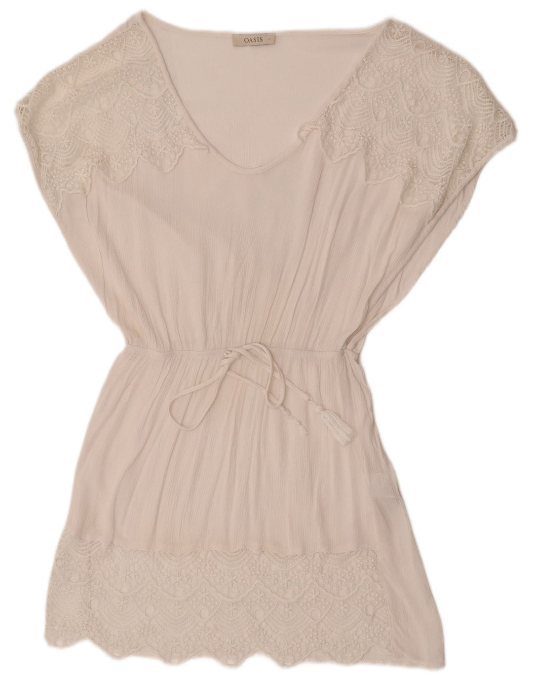 Oasis Damen A-Linien-Kleid UK 10 Small Weiße Viskose