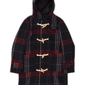 Zara Herren-Dufflecoat mit Kapuze, UK 36, klein, marineblau, kariert, Polyester