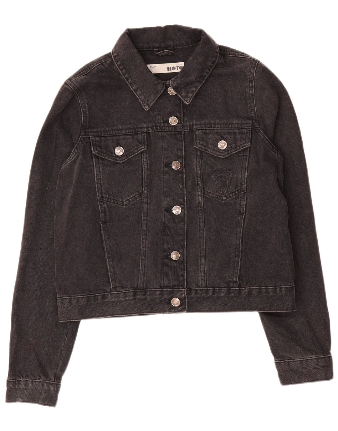 Topshop Damen Crop Denim Jacke UK 10 Small Grau