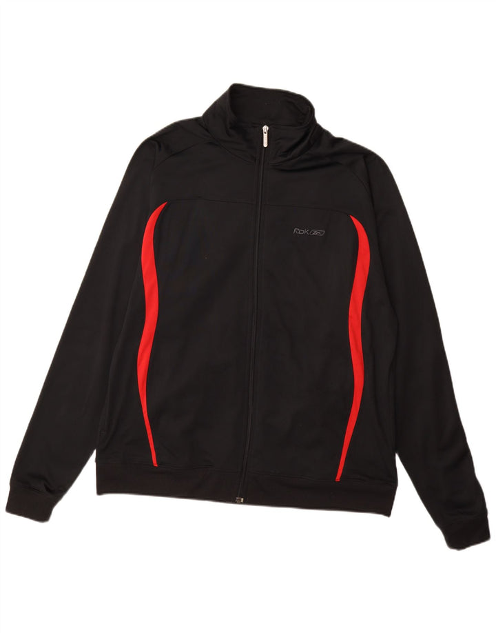 REEBOK Herren-Trainingsanzug-Oberteil, Jacke, groß, schwarzes Farbblock-Polyester