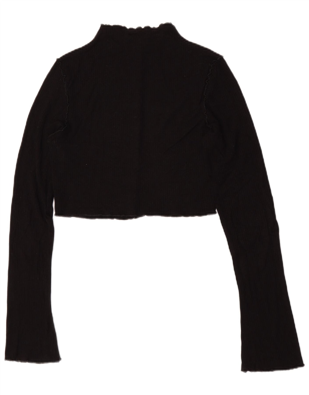 Topshop Womens Tall Crop Top Langarm UK 12 Mittelschwarze Viskose