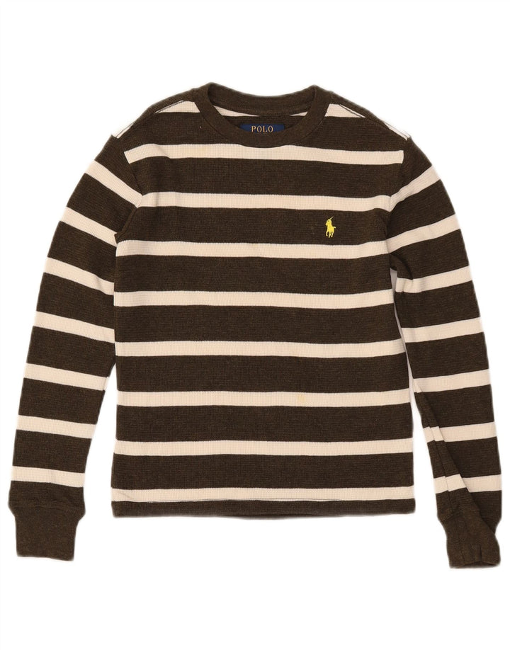 POLO RALPH LAUREN Jungen-Pullover mit U-Boot-Ausschnitt, 7–8 Jahre, Größe S, Khaki