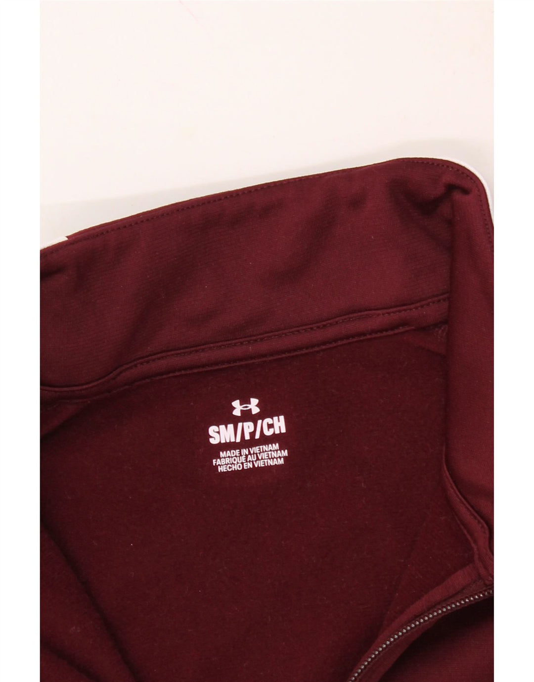 UNDER ARMOUR Mens Tracksuit Top Jacket Small Burgundy Colourblock Vintage Under Armour and Second-Hand Under Armour from Messina Hembry 