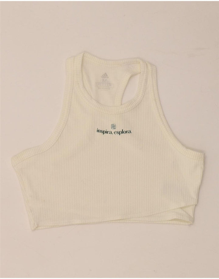 ADIDAS Damen Aeroready Crop Vest Top UK 12/14 Medium Weiß Polyamid