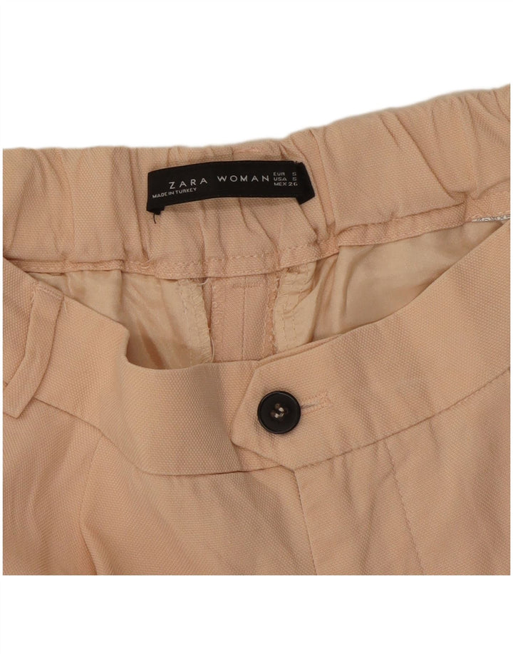 Zara Damen Capri-Hose mit Pegged, Größe S, W26, L22, Beige