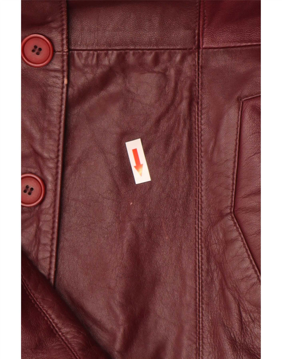 Vintage Damen 4 Knopf Leder Blazer Jacke UK 10 Small Burgund
