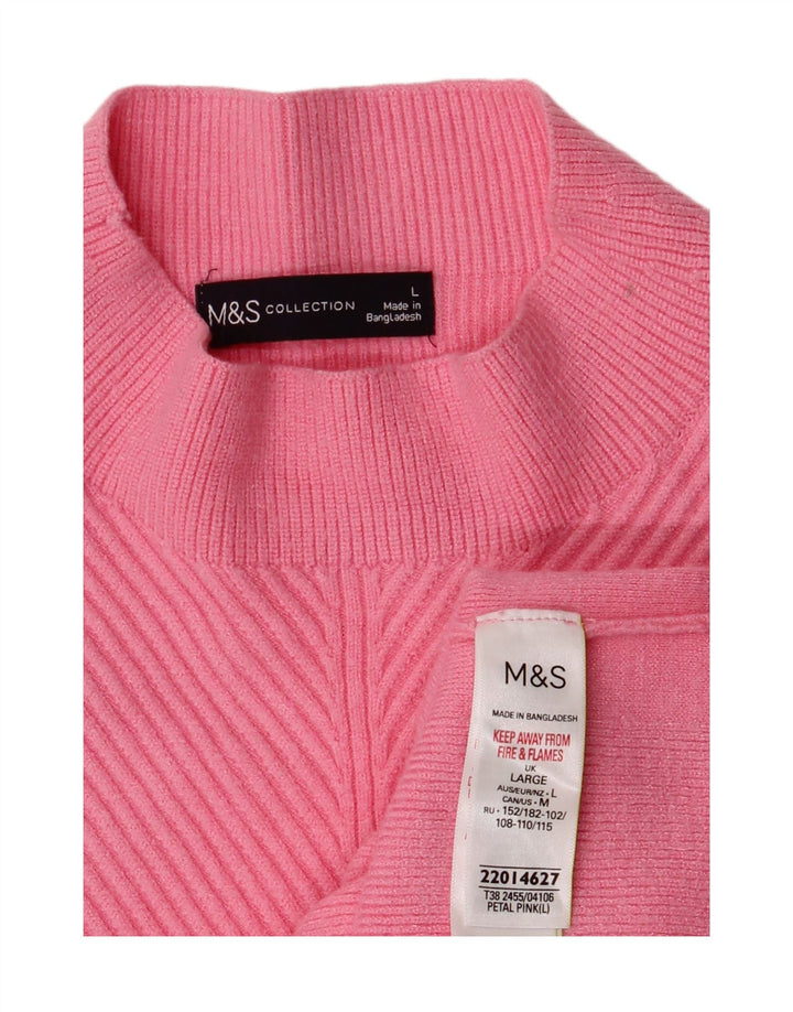 Marks & Spencer Rollkragenpullover für Damen, Gr. 16, Größe L, Rosa, Viskose