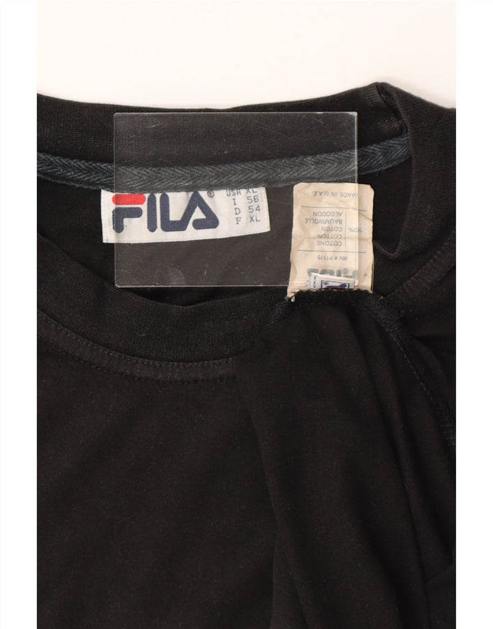 FILA Herren Grafik T-Shirt Top XL Schwarz Baumwolle