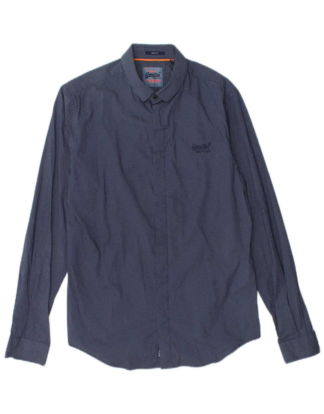 SUPERDRY Slim-Fit-Hemd für Herren, Größe S, marineblau gepunktete Baumwolle