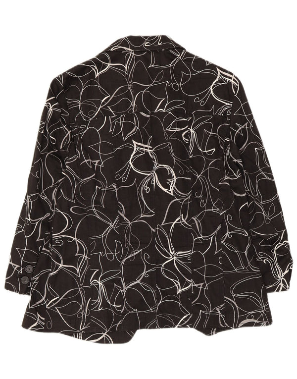 Perte by Krizia Damen 3-Knopf-Blazerjacke UK 12 Mittelschwarz geblümt