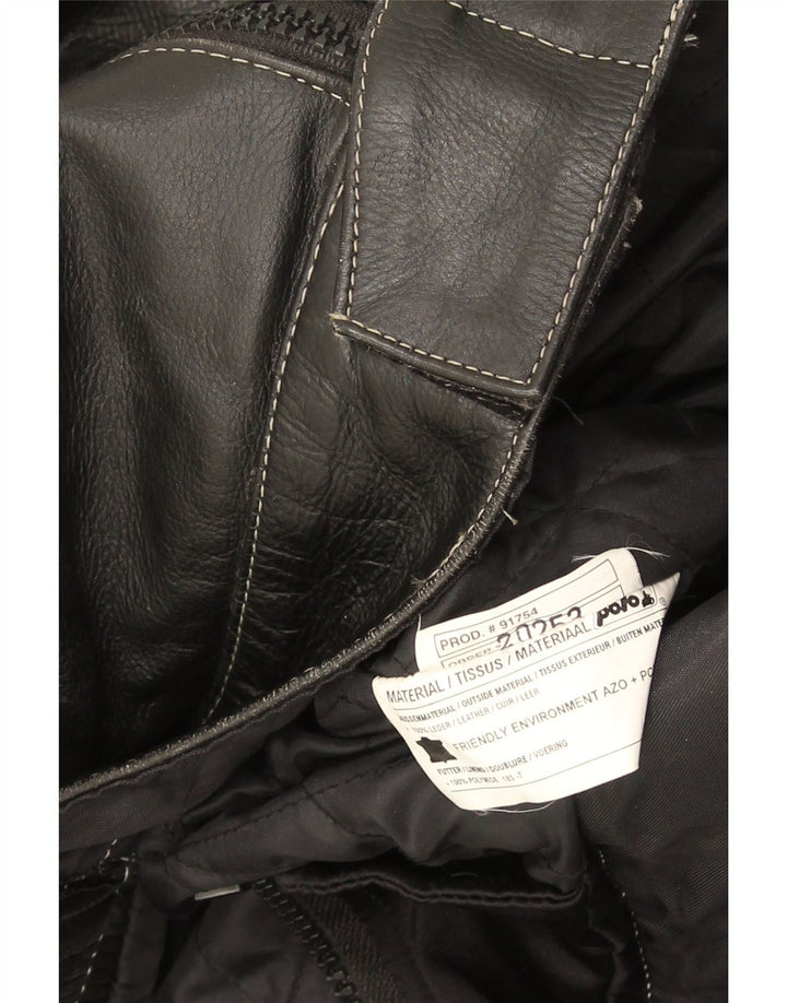 POLO Damen Leder Racer Jacke UK 14 Mittelschwarzes Leder