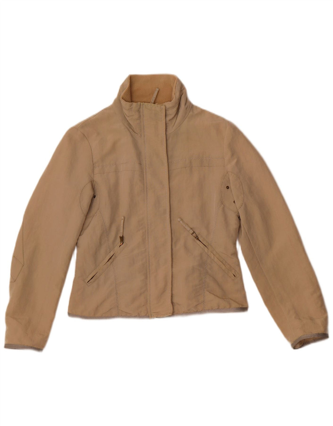 Marella Damen Crop Bomberjacke UK 8 Small Beige Polyamid