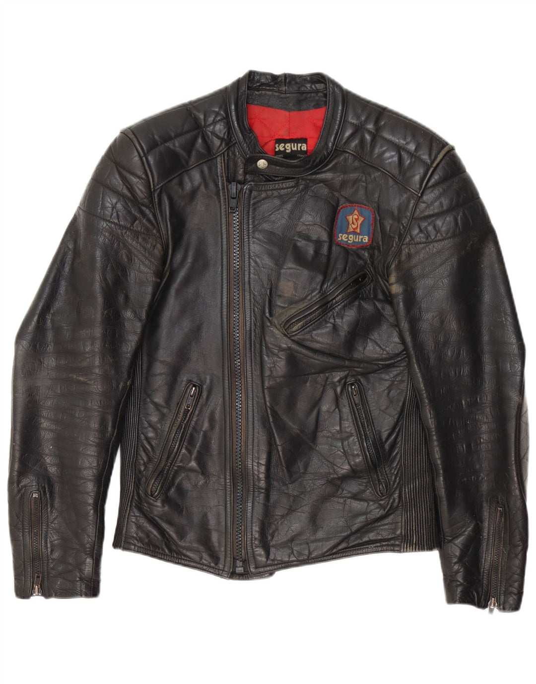 Segura Herren Leder Bikerjacke IT 44 XS Schwarzes Leder