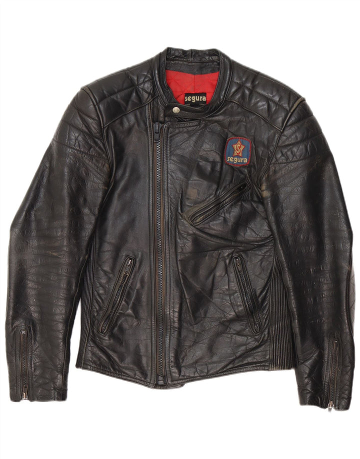 Segura Herren Leder Bikerjacke IT 44 XS Schwarzes Leder