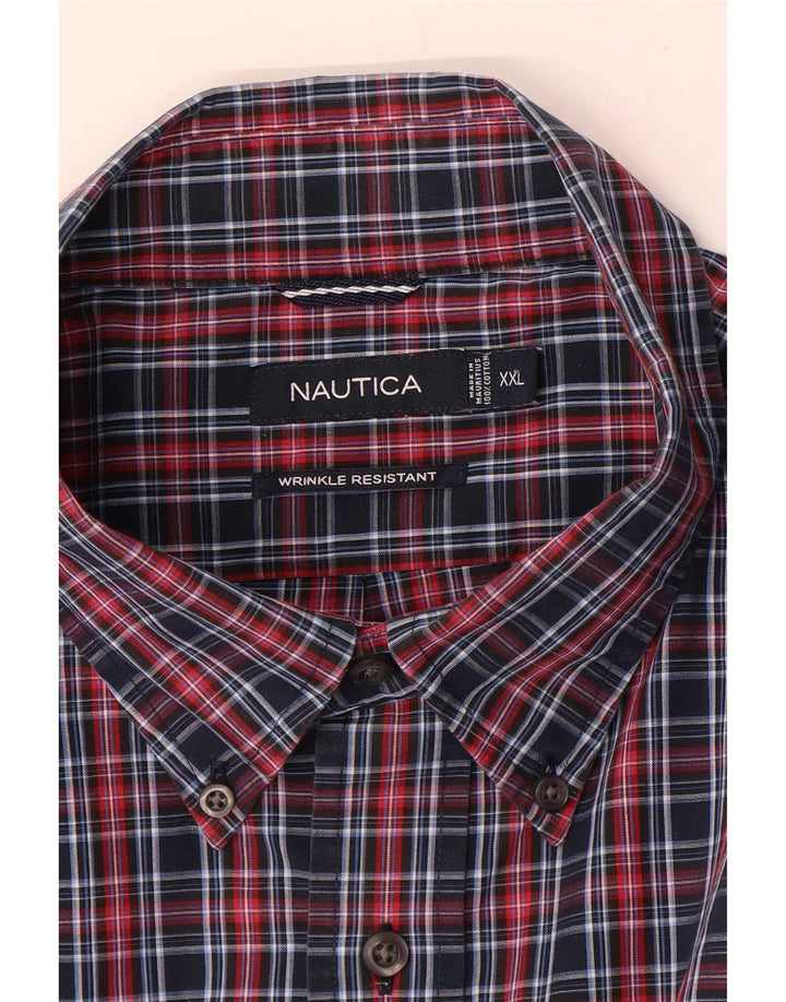 Nautica Herrenhemd 2XL Marineblau kariert Baumwolle