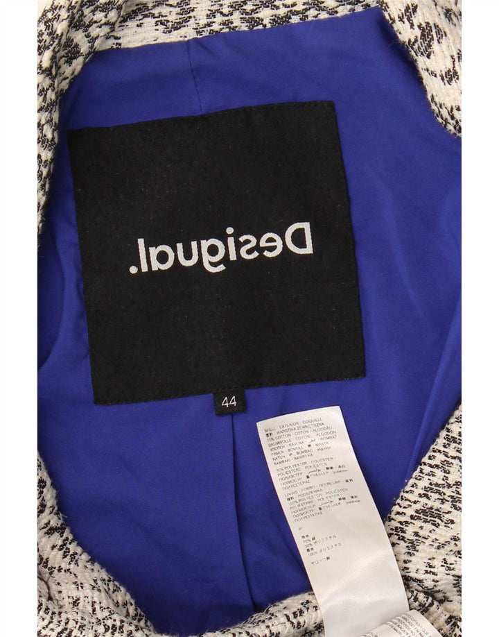 Desigual Damen-Mantel mit abstraktem Muster, EU 44, XL, weiße Baumwolle