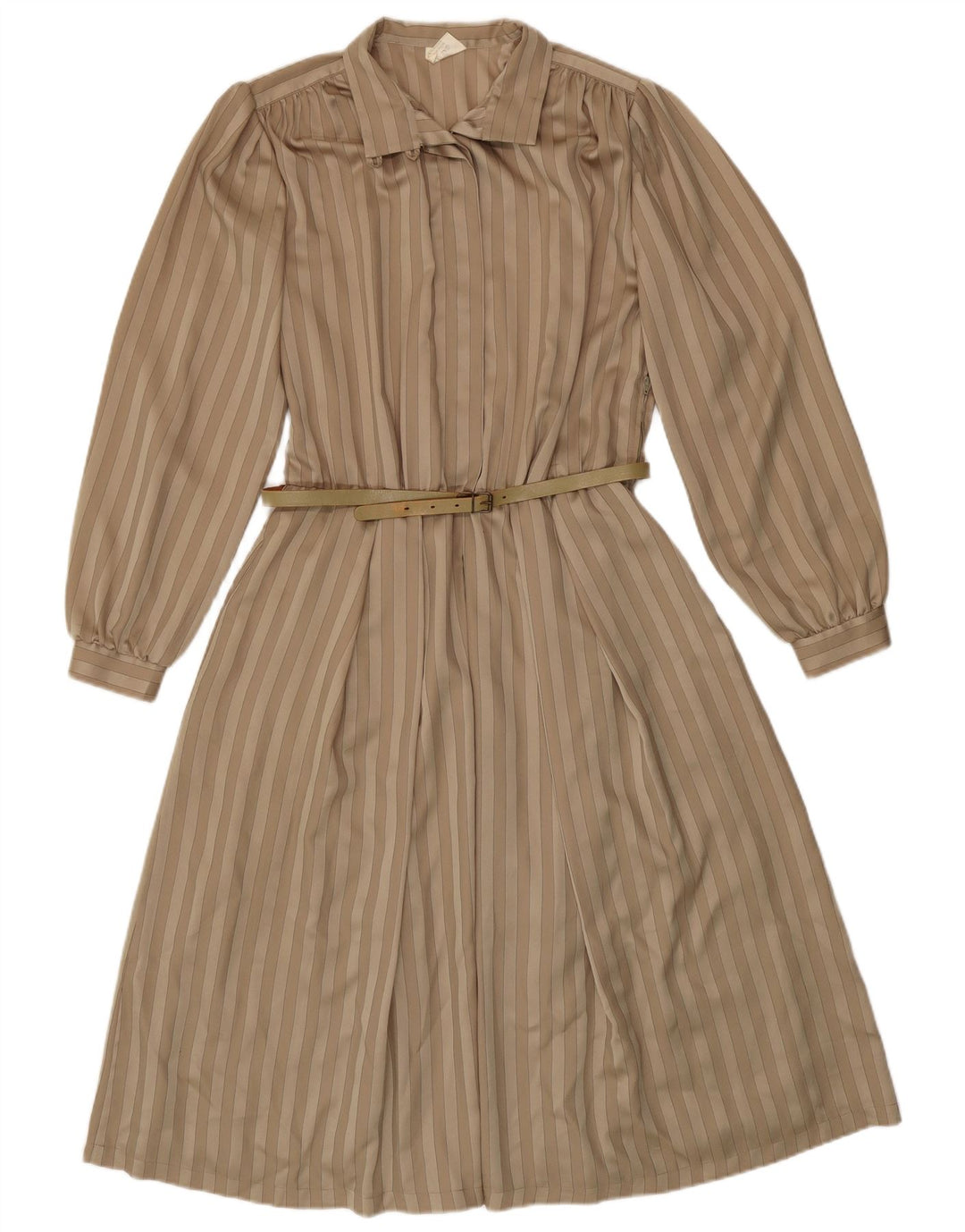 DIOLEN Womens Long Sleeve Maxi Dress EU 42 Large Beige Striped Polyester