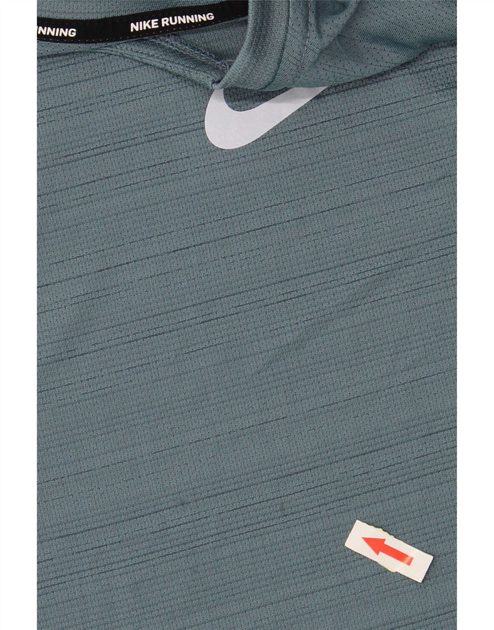 NIKE Herren-Dri-Fit-Oberteil, langärmelig, mittelblaues Nadelstreifen-Polyester