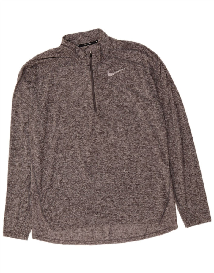 NIKE Herren Dri Fit Pullover-Trainingsoberteil mit Reißverschluss, Größe L, Grau meliert