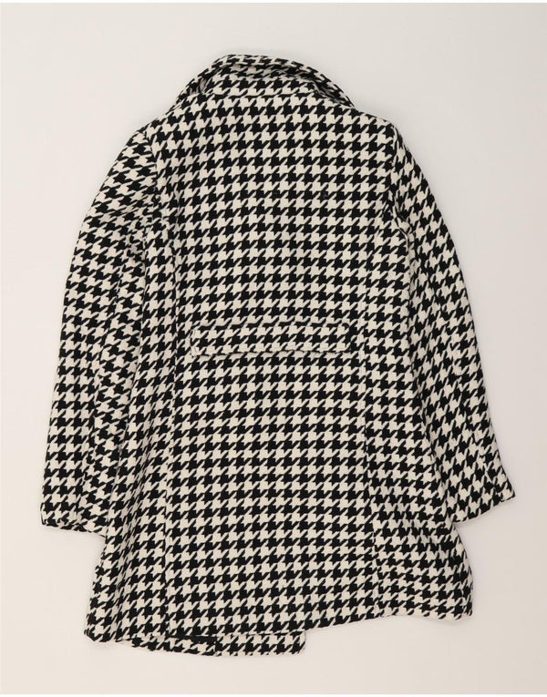 Oasis Womens Double Breasted Coat UK 8 Small Black Houndstooth Polyester