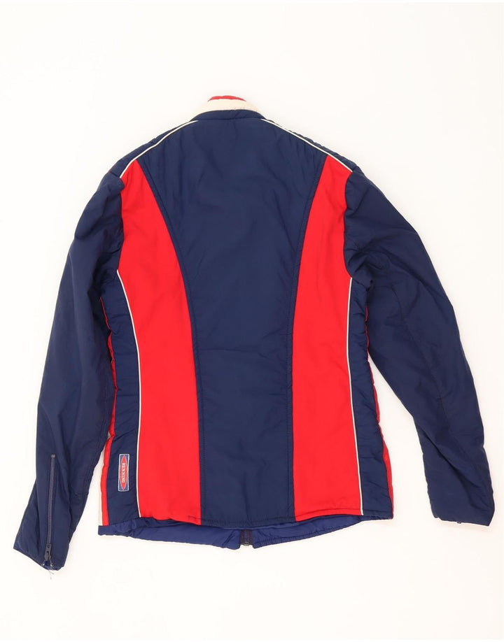 Leichte wattierte Vintage-Herrenjacke, klein, marineblau, Farbblock