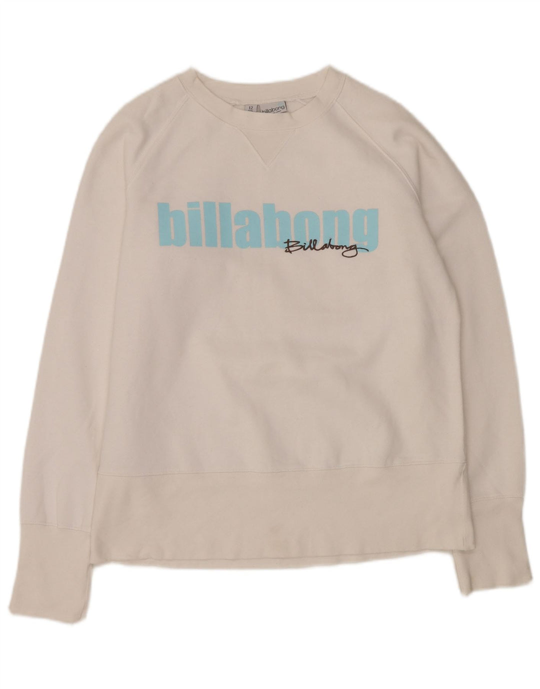 BILLABONG Damen Grafik-Sweatshirt-Pullover UK 12 Mittelweißes Polyester
