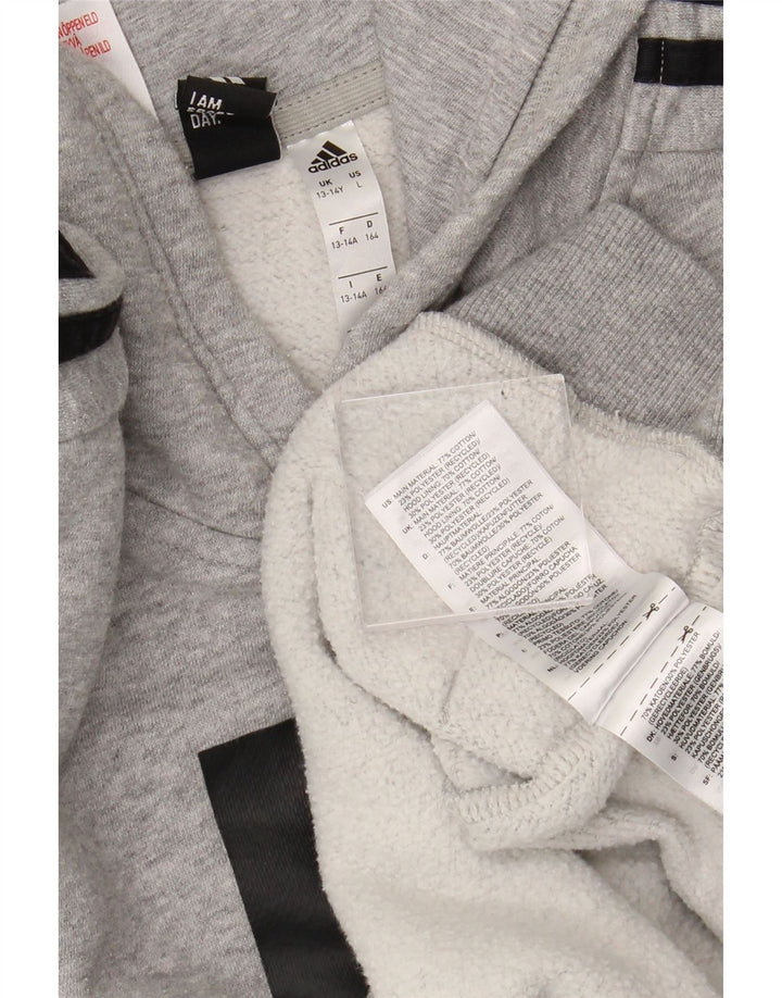 ADIDAS Kapuzenpullover mit Grafik für Jungen, 13–14 Jahre, graue Baumwolle