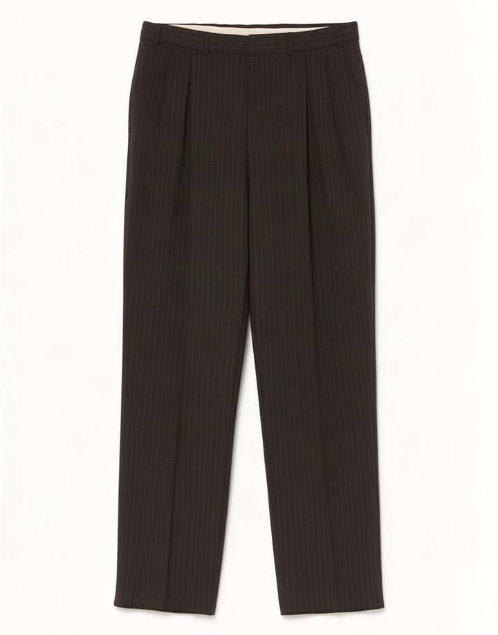 Marks & Spencer Herren-Anzughose mit Pegged-Anzug, W36 L33, graues Nadelstreifen-Polyester