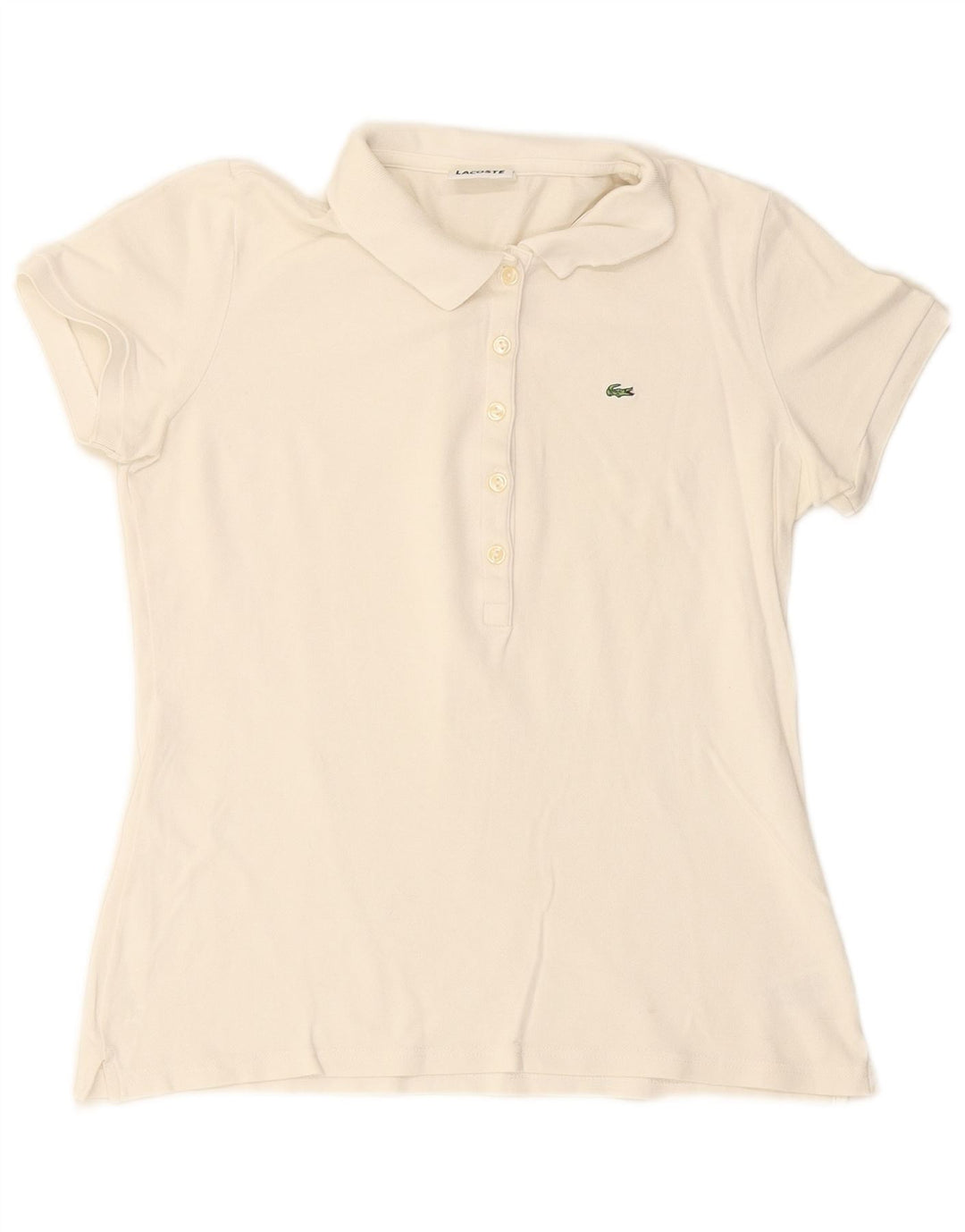 LACOSTE Damen-Poloshirt, Größe 44, große weiße Baumwolle