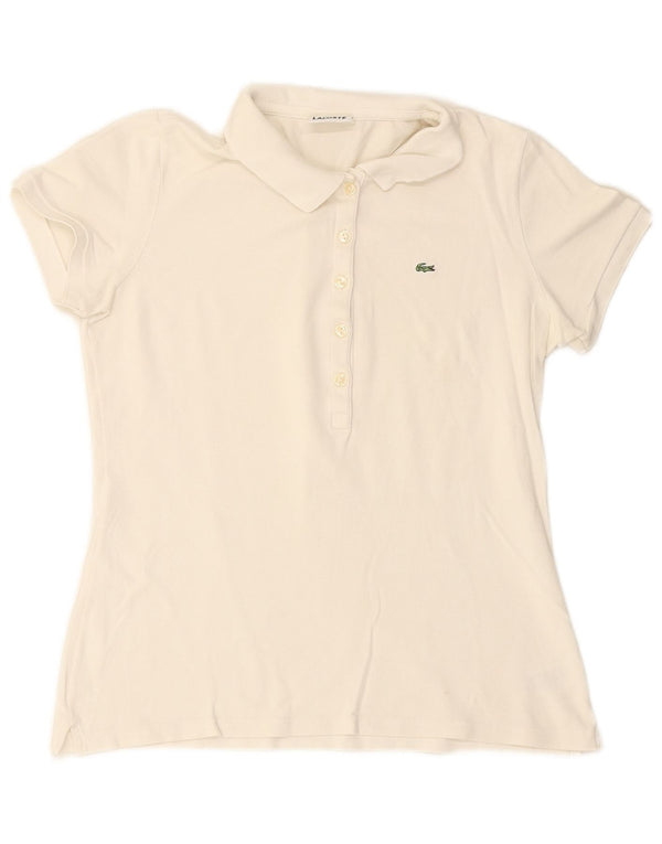 LACOSTE Damen-Poloshirt, Größe 44, große weiße Baumwolle