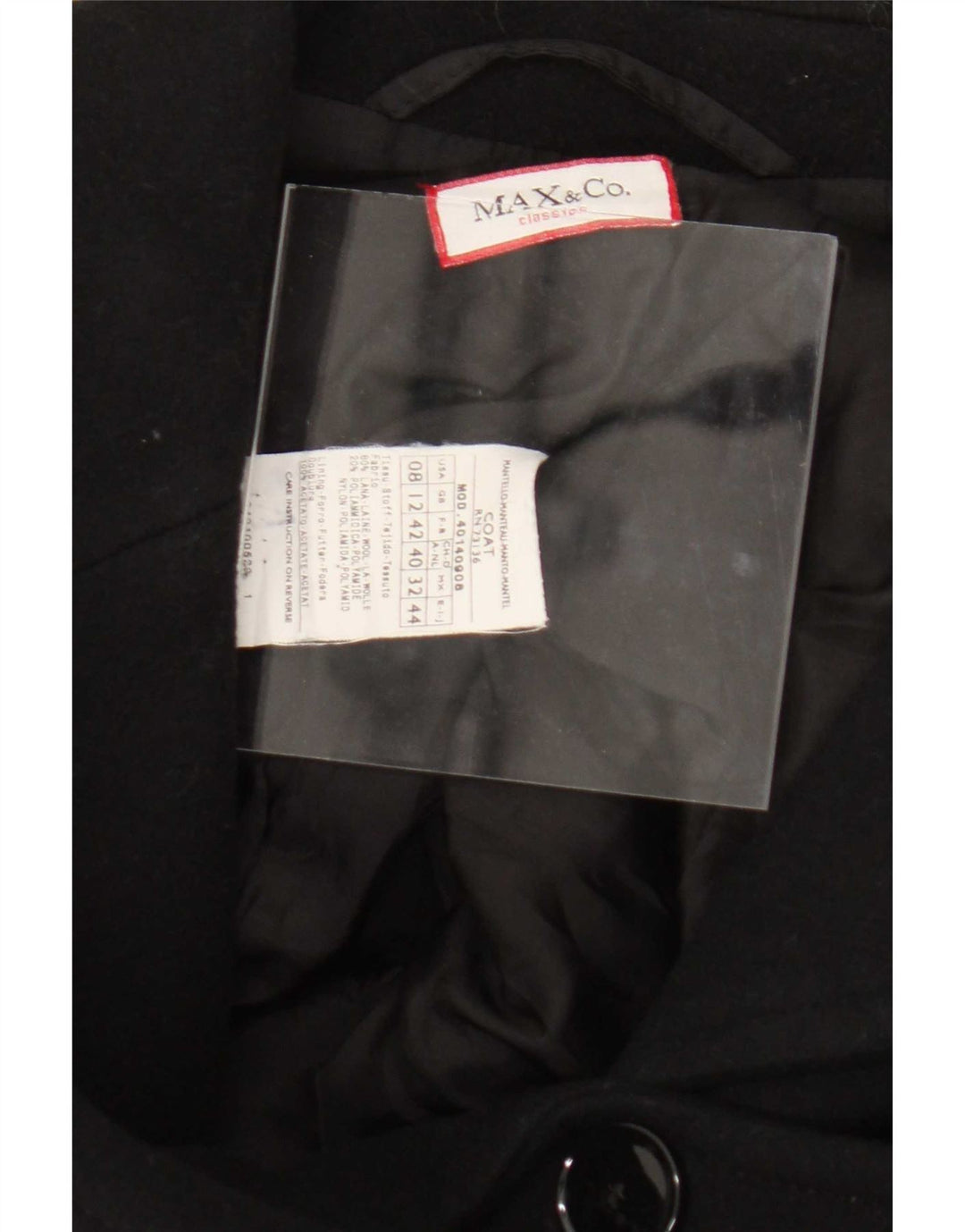 Max & Co. Damenmantel UK 12 Mittelschwarze Wolle