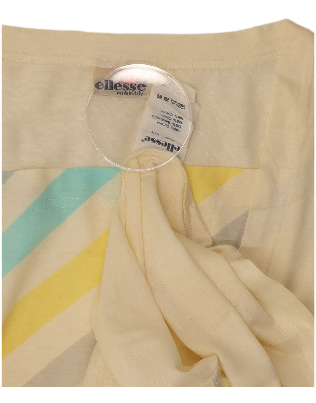 Ellesse Damen T-Shirt Top UK 12 Mittelweiß gestreift aus Baumwolle