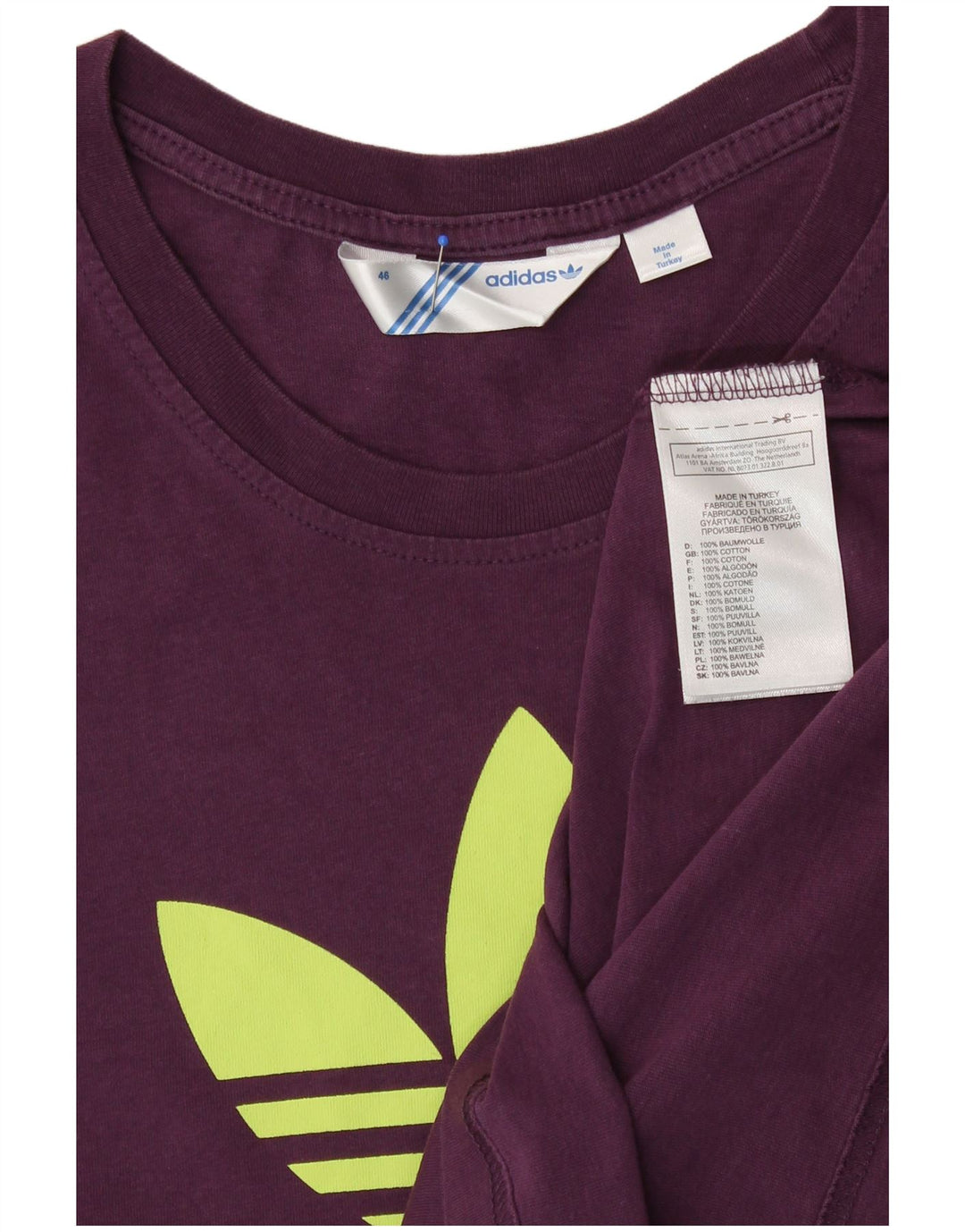 ADIDAS Womens Graphic T-Shirt Top IT 46 Medium Purple Cotton