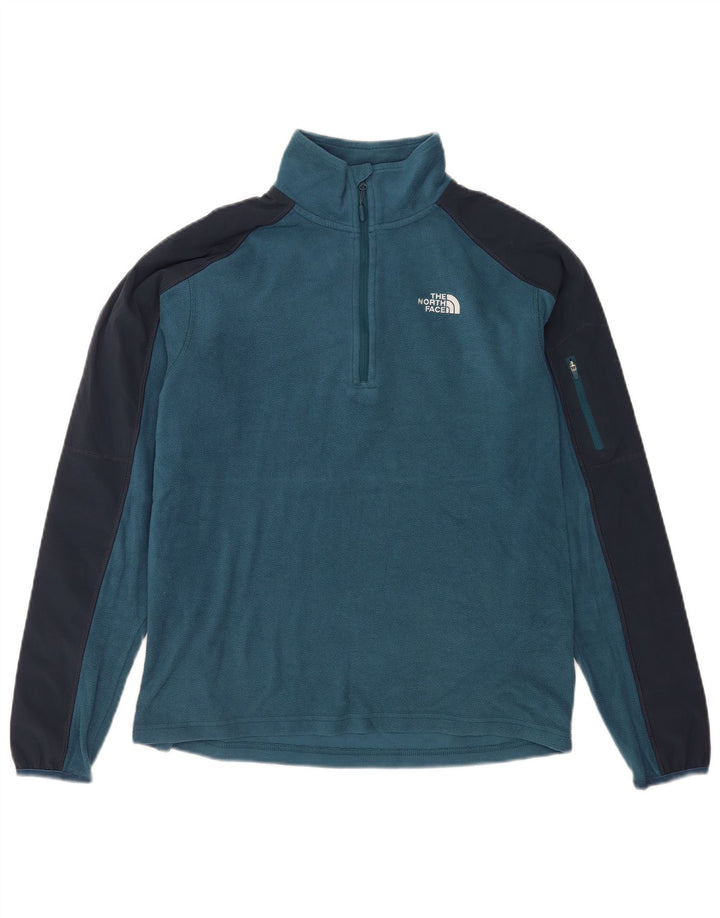 The North Face Herren-Fleecepullover mit Reißverschluss am Hals, kleines blaues Farbblock-Polyester