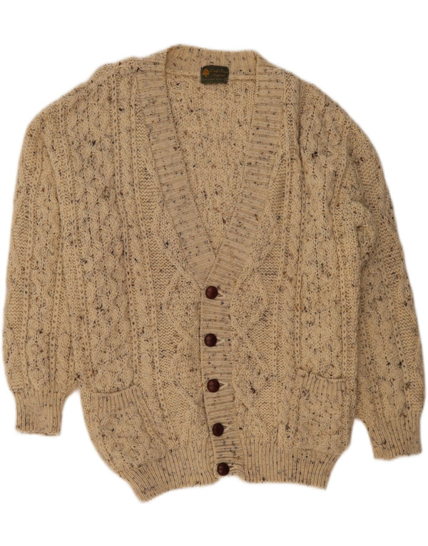 OAK TREE Herren-Strickjacke aus mittelbeigemelierter Wolle