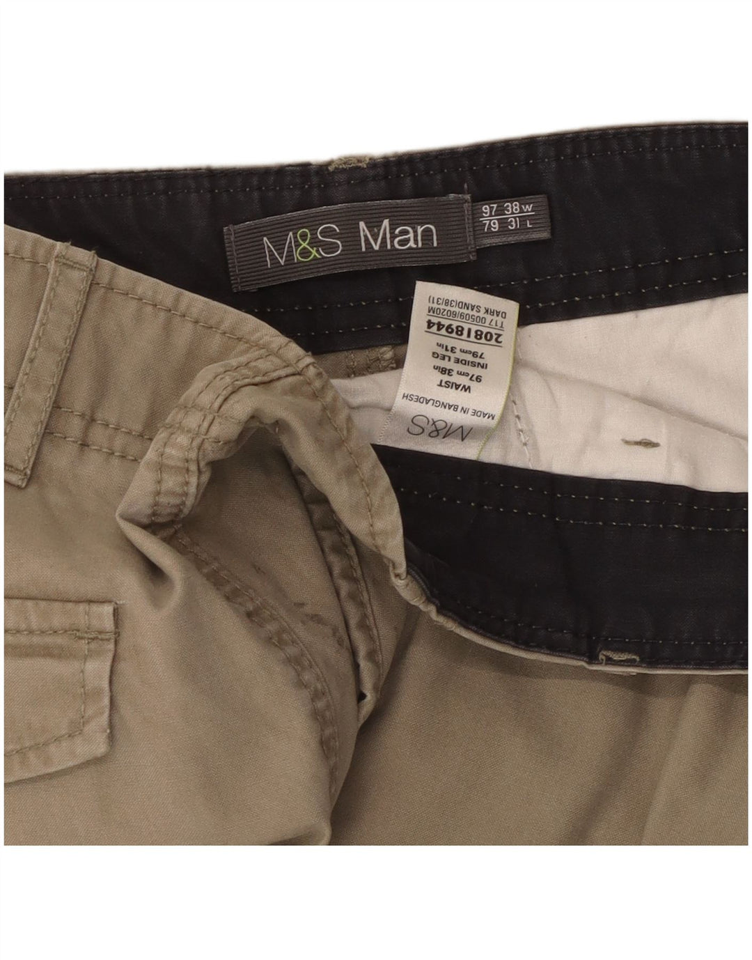 Gerade Herren-Cargohose von Marks & Spencer, W38, L31, Beige, Baumwolle