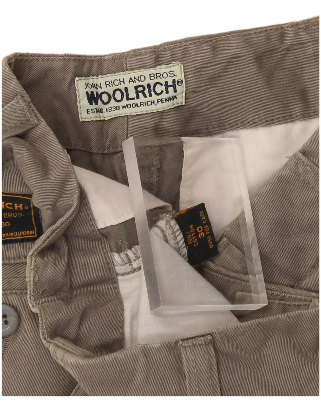 WOOLRICH Herren Chino-Shorts W30 Medium Khaki Baumwolle