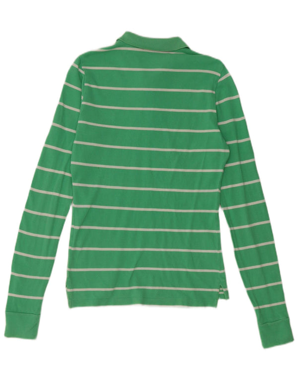 Ralph Lauren Damen-Langarm-Skinny-Poloshirt, Gr. 10, klein, grün gestreift