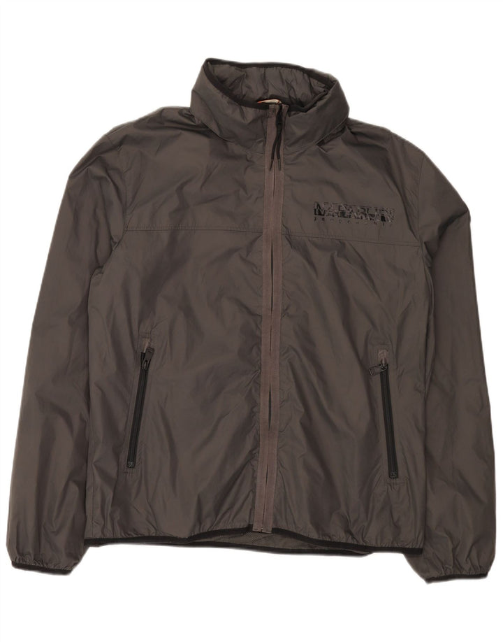 Napapijri Herren-Regenjacke mit Kapuze, UK 42, XL, Grau, Polyamid