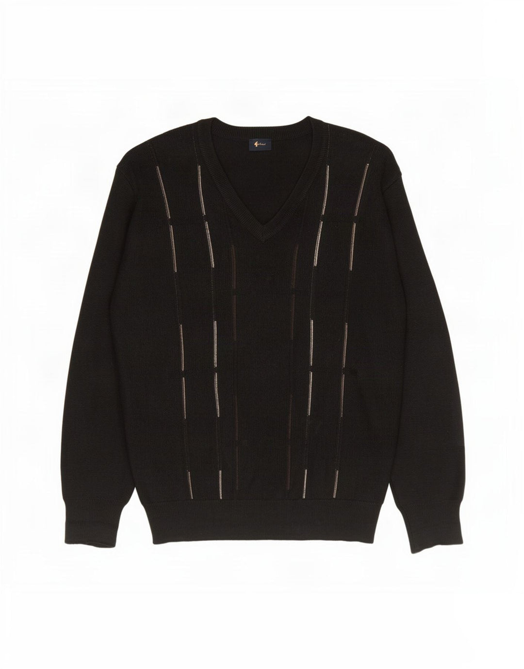 Gabicci Herren-Pullover mit V-Ausschnitt, groß, schwarz gestreift, Wolle