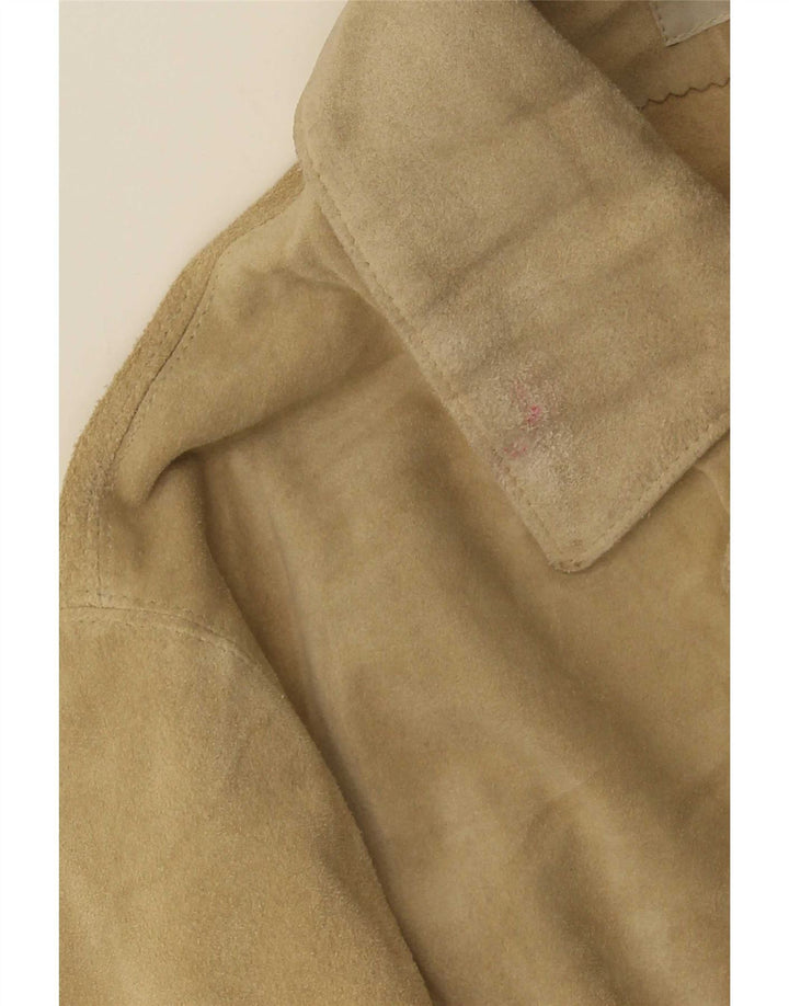 Massimo Rebecchi Damen 4-Knopf-Wildleder-Blazerjacke UK 14 Mittelbeige