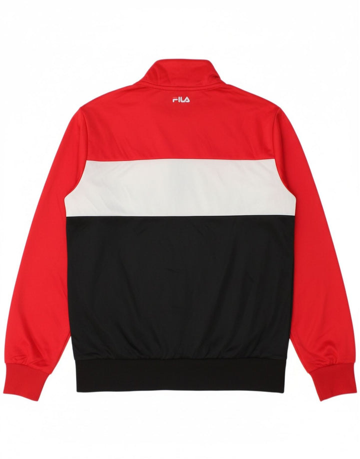 FILA Mens Graphic Tracksuit Top Jacket Small Black Colourblock Polyester