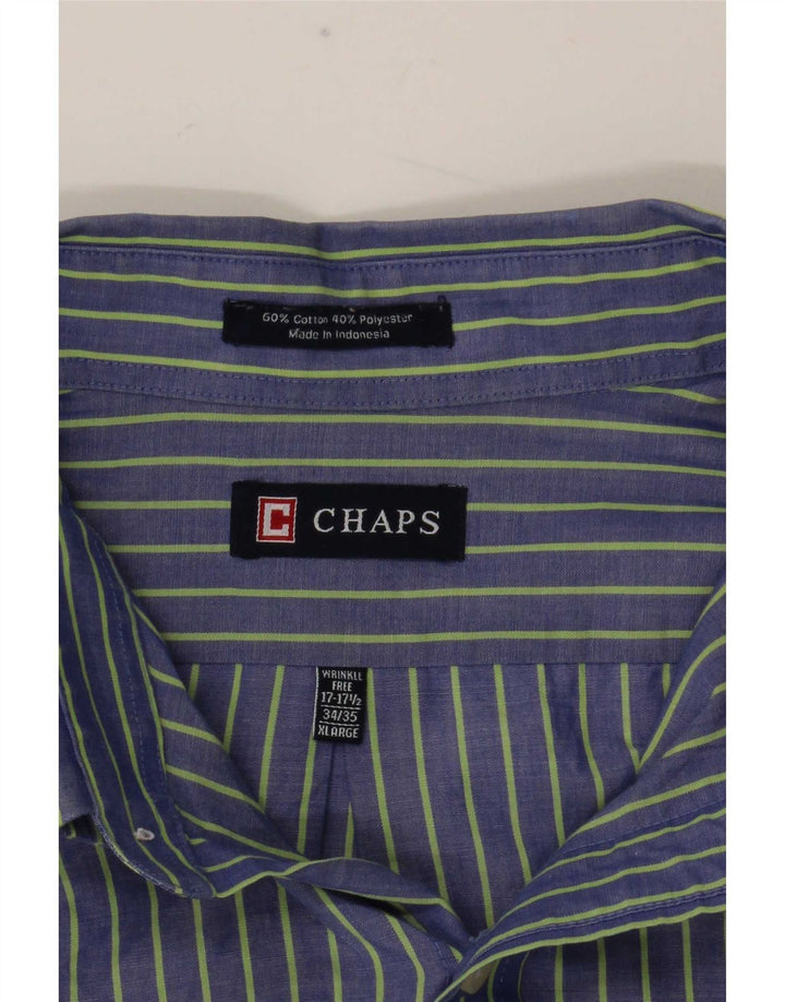 Chaps Herrenhemd, Größe 17 1/2 XL, blau gestreift, Baumwolle