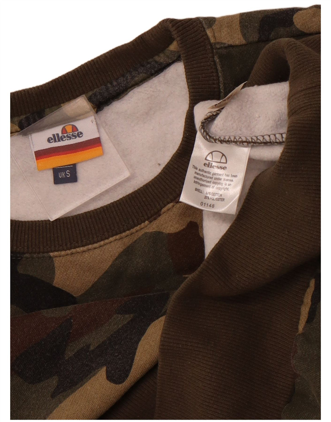 Ellesse Herren-Sweatshirt mit Grafik, Größe S, Khaki, Camouflage, Baumwolle