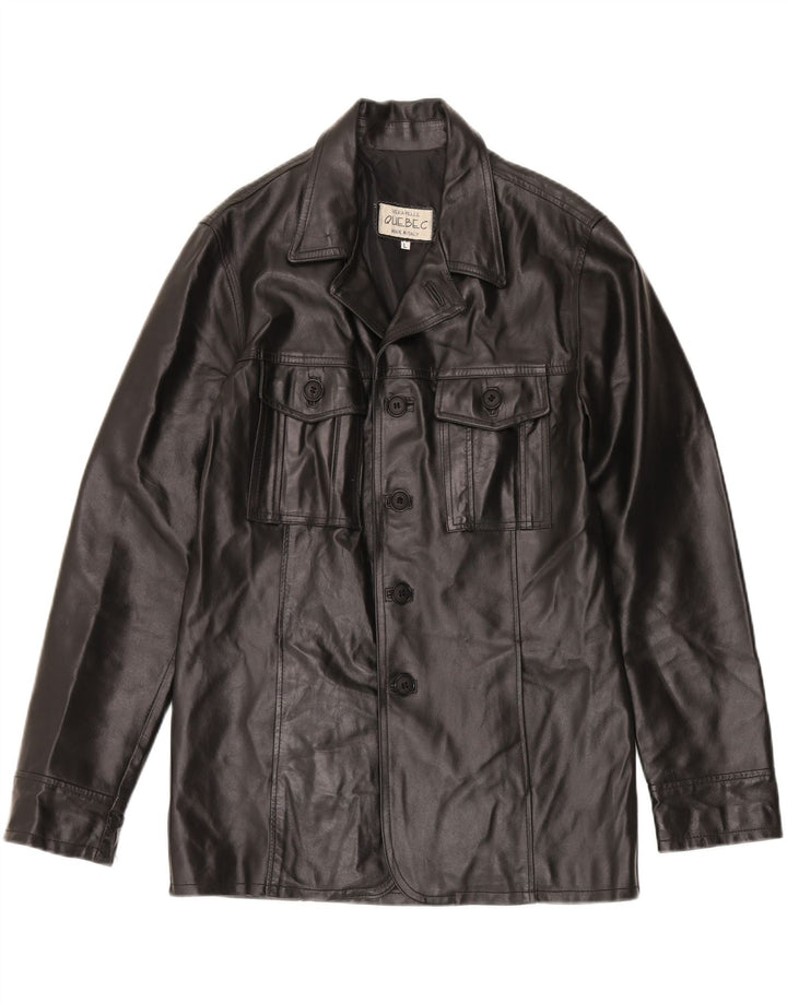 QUEBEC Mens Leather Jacket UK 40 Large Black Leather
