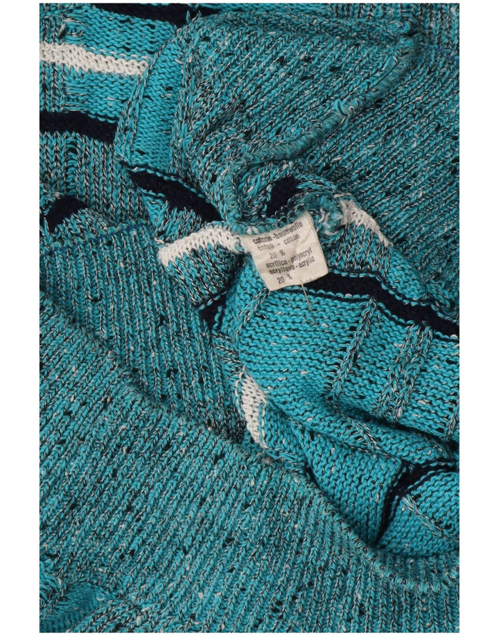 Les Jacquelines Herren-Pullover mit Rundhalsausschnitt, Größe 52, groß, blau gestreift