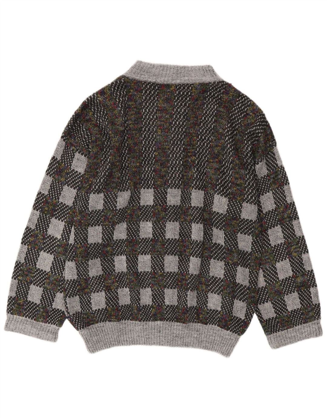 Vintage Herren Cardigan Pullover IT 54 XL Graue geometrische Wolle