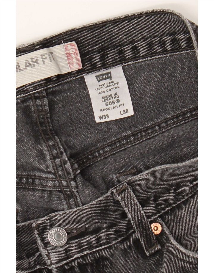 Levi's Herren 505 Regular Fit Straight Jeans W33 L30 Graue Baumwolle