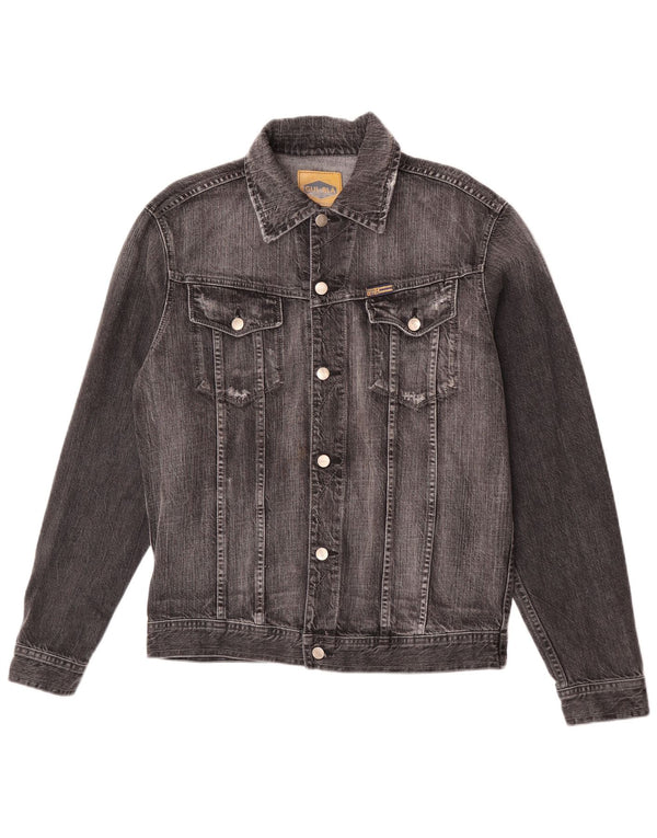 Vintage Herren Jeansjacke UK 42 XL Schwarz Baumwolle